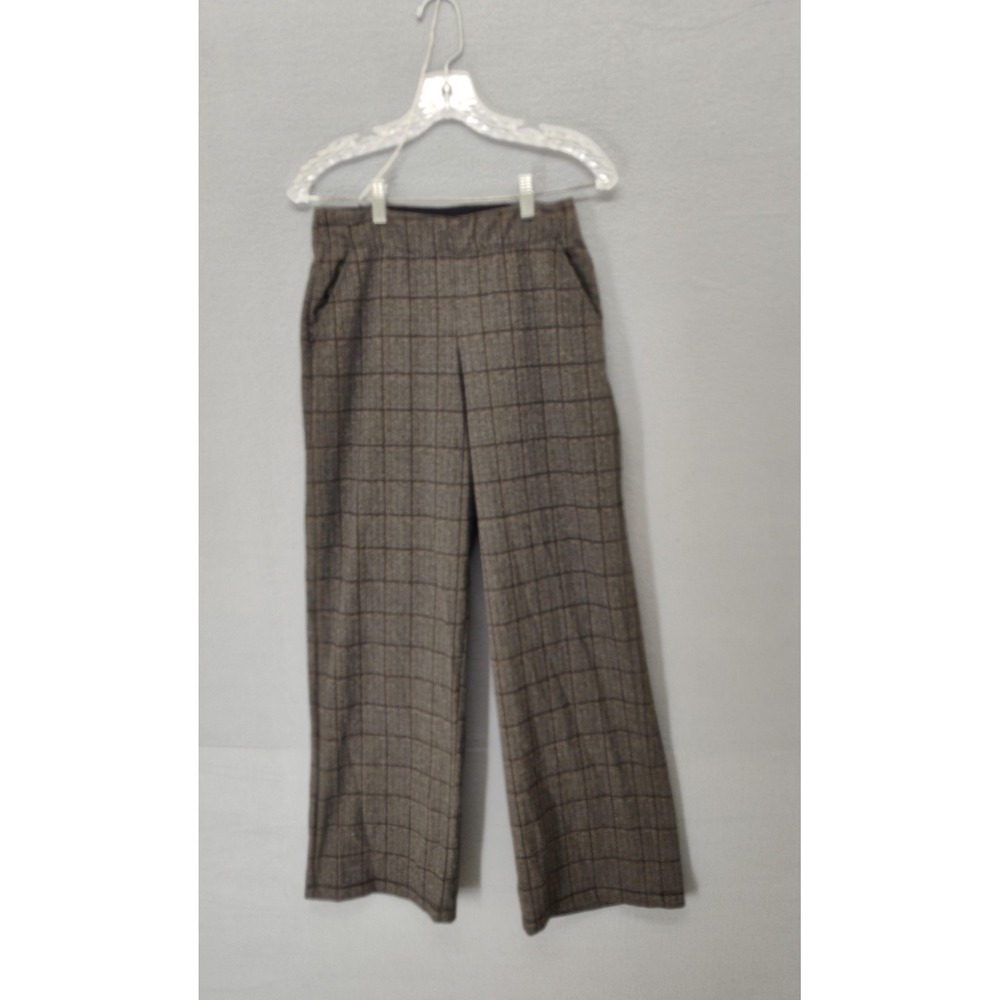 Max Studio London Pants Womens Small Plaid Wide Leg Pull On Pockets Workwear